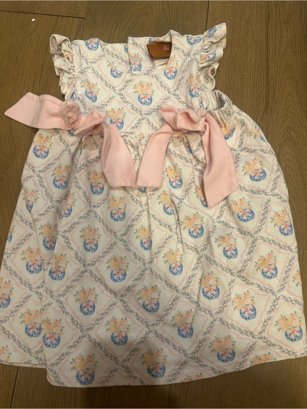Girls' Pink Floral Bow Summer Dress - Kids Casual Dress